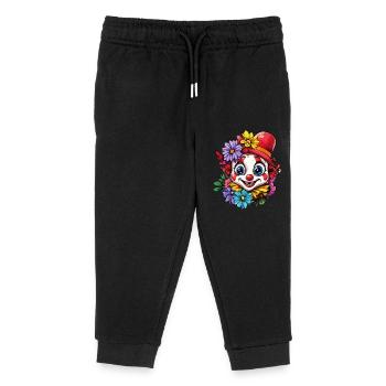 Clown mit bunten Blumen - Kinder Organic Jogginghose Mini Mover von Stanley/Stella - Schwarz - Vorne