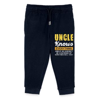 L’oncle sait tout et peut l’inventer - Pantalon de jogging enfant bio Stanley/Stella - marine - Devant