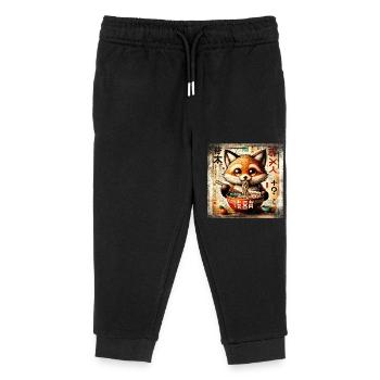 Ramen Fox Grunge Poster Style - Kids Organic Sweatpants by Stanley/Stella - black - Front