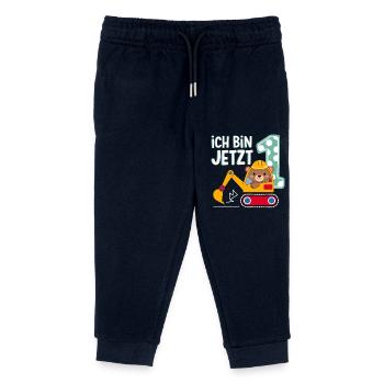 I'm Now 1 Bagger Bear 1st Birthday - Kids Organic Sweatpants by Stanley/Stella - navy - Front