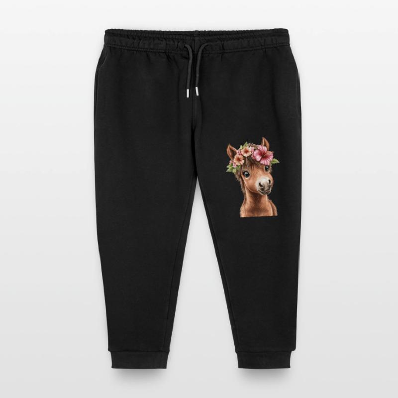 Blumenpony mit Kranz Kinder Organic Jogginghose Mini Mover von Stanley/Stella