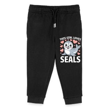 Seal Saying Seal Funny Harp Seal Gift - Kids Organic Sweatpants by Stanley/Stella - black - Front