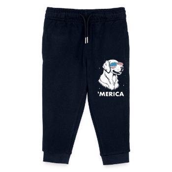 Golden Retriever mit Sonnenbrille 4. Juli Merica - Kinder Organic Jogginghose Mini Mover von Stanley/Stella - Navy - Vorne