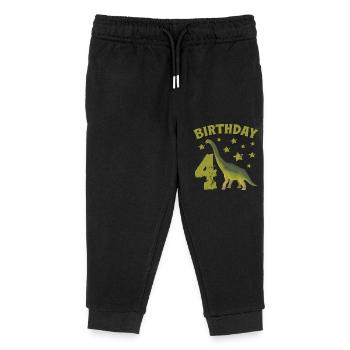 4 Jahre alter Geburtstag Junge Dino Volcano - 4. - Kinder Organic Jogginghose Mini Mover von Stanley/Stella - Schwarz - Vorne