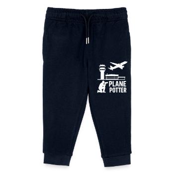 Plane – Flugzeugspotter Design - Kinder Organic Jogginghose Mini Mover von Stanley/Stella - Navy - Vorne
