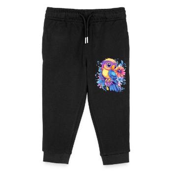 Perroquet sur fleurs - Pantalon de jogging enfant bio Stanley/Stella - noir - Devant