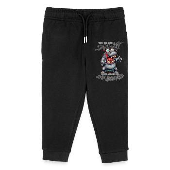 Crazy hippo on the verge of madness comic book style - Kids Organic Sweatpants by Stanley/Stella - black - Front