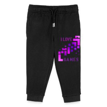 I love games - Kids Organic Sweatpants by Stanley/Stella - black - Front