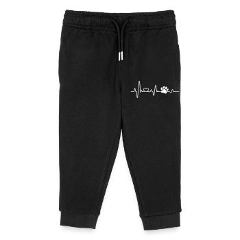 Hund lustig Herzschlag EKG Pfote Hundeliebhaber - Kinder Organic Jogginghose Mini Mover von Stanley/Stella - Schwarz - Vorne