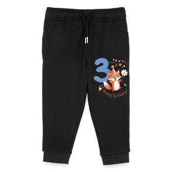 Kind Fuchs 3 Jahre 3. Geburtstag - Kinder Organic Jogginghose Mini Mover von Stanley/Stella - Schwarz - Vorne