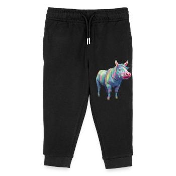 Schwein und Pferd - Regenbogen Moderne Kunst - Kinder Organic Jogginghose Mini Mover von Stanley/Stella - Schwarz - Vorne