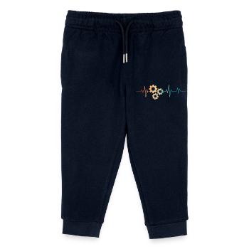 Herzschlag Retro Zahnräder - Kinder Organic Jogginghose Mini Mover von Stanley/Stella - Navy - Vorne