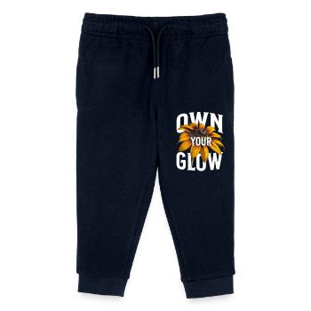 Own Your Glow – Flower & Statement - Kids Organic Sweatpants by Stanley/Stella - navy - Front
