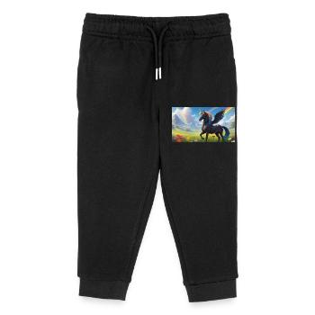 Alicorne noire arc-en-ciel - Pantalon de jogging enfant bio Stanley/Stella - noir - Devant