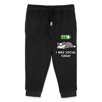 Recharge Mode: I Was Social Today - Kids Organic Sweatpants by Stanley/Stella - black - Front