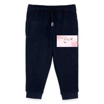 Schöner Vogel mit Fliegen und Blume - Kinder Organic Jogginghose Mini Mover von Stanley/Stella - Navy - Vorne