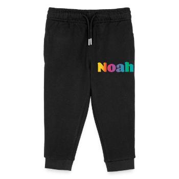 Prénom Noah Rainbow Gift - Pantalon de jogging enfant bio Stanley/Stella - noir - Devant