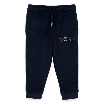 Heartbeat Retro Stopwatch - Kids Organic Sweatpants by Stanley/Stella - navy - Front