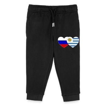 Russland Uruguay Flagge Herz - Kinder Organic Jogginghose Mini Mover von Stanley/Stella - Schwarz - Vorne