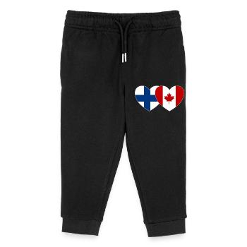 Finnland Kanada Flagge Herz - Kinder Organic Jogginghose Mini Mover von Stanley/Stella - Schwarz - Vorne