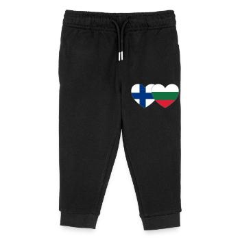 Finland Bulgaria Flag Heart - Kids Organic Sweatpants by Stanley/Stella - black - Front