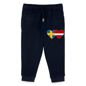 Sweden Latvia Flag Heart - Kids Organic Sweatpants by Stanley/Stella - navy - Front