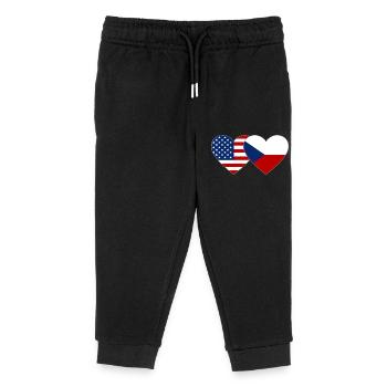 Drapeau des États-Unis et de la République tchèque - Pantalon de jogging enfant bio Stanley/Stella - noir - Devant