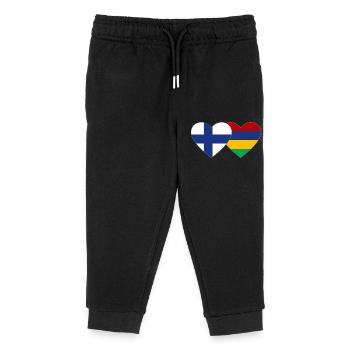 Finland Mauritius Flag Heart - Kids Organic Sweatpants by Stanley/Stella - black - Front