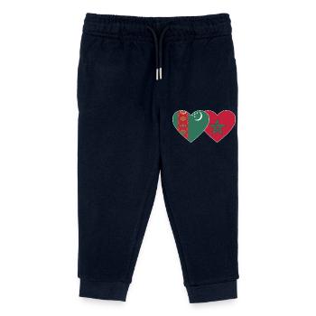 Turkmenistan Uiguren Flagge Herz - Kinder Organic Jogginghose Mini Mover von Stanley/Stella - Navy - Vorne