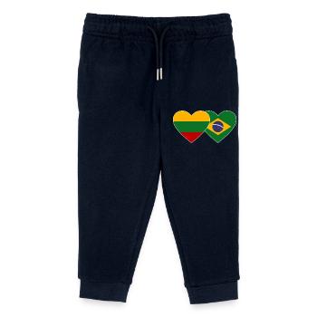Lithuania Brazil Flag Heart - Kids Organic Sweatpants by Stanley/Stella - navy - Front