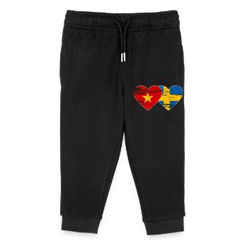 Vietnam Sweden Flag Heart - Kids Organic Sweatpants by Stanley/Stella - black - Front