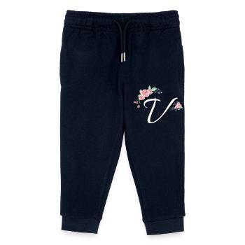 Lettre v fleurs - Pantalon de jogging enfant bio Stanley/Stella - marine - Devant
