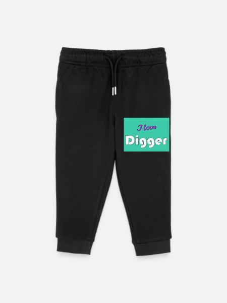 I love Digger - Kinder Organic Jogginghose Mini Mover von Stanley/Stella - Schwarz
