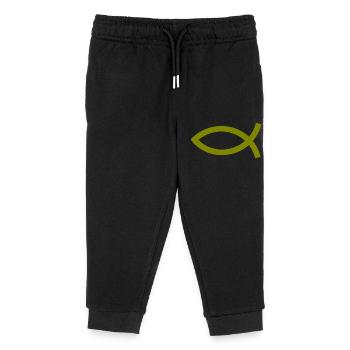 Jesusfisch Ichthys Fisch Fische - Kinder Organic Jogginghose Mini Mover von Stanley/Stella - Schwarz - Vorne