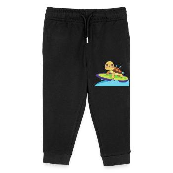 Kawaii Turtle Surfer - Cute Beach Design - Kids Organic Sweatpants by Stanley/Stella - black - Front