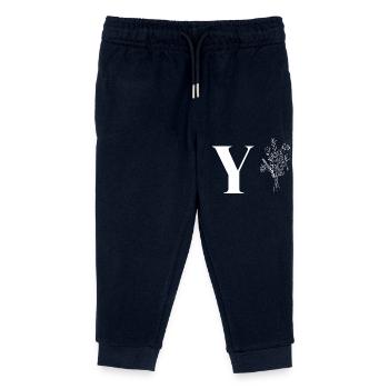 Minimalistische Blumen - Kinder Organic Jogginghose Mini Mover von Stanley/Stella - Navy - Vorne