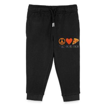Peace Love Food – Retro Style mit Herz & Pizza - Kinder Organic Jogginghose Mini Mover von Stanley/Stella - Schwarz - Vorne