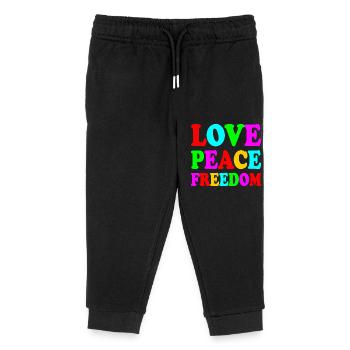 Love peace freedom - Kinder Organic Jogginghose Mini Mover von Stanley/Stella - Schwarz - Vorne