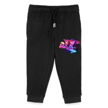 Electric Herd - Synthwave Horses - Kids Organic Sweatpants by Stanley/Stella - black - Front