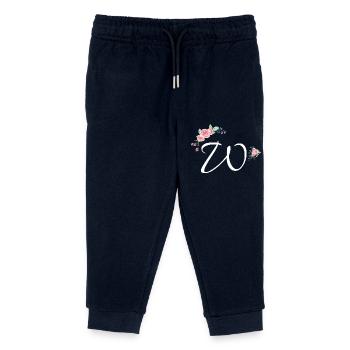 Buchstabe w Blumen - Kinder Organic Jogginghose Mini Mover von Stanley/Stella - Navy - Vorne