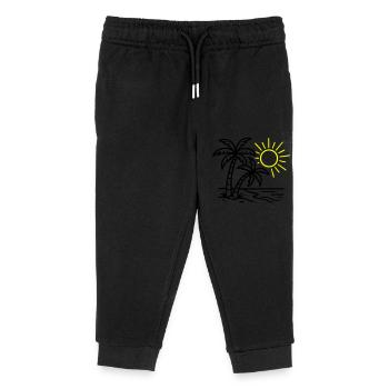Island Palm Trees Beach - Kids Organic Sweatpants by Stanley/Stella - black - Front
