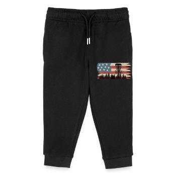 Disc Golf Drapeau US Vintage Frisbee Golf - Pantalon de jogging enfant bio Stanley/Stella - noir - Devant