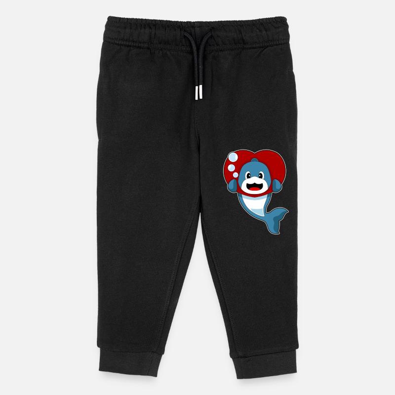 Cœur de dauphin - Pantalon de jogging enfant bio Stanley/Stella - noir
