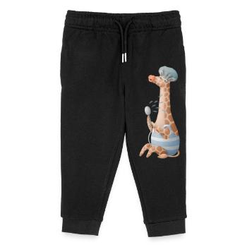 Nette Giraffe die eine Dusche nimmt mit Badehaube - Kinder Organic Jogginghose Mini Mover von Stanley/Stella - Schwarz - Vorne