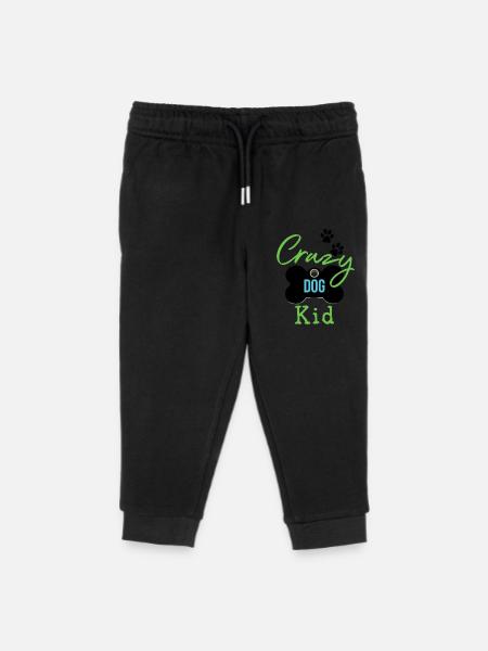Crazy Dog Kid Green - Kids Organic Sweatpants by Stanley/Stella - black