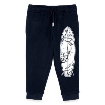 Cartoon Surfboard - Kids Organic Sweatpants by Stanley/Stella - navy - Front