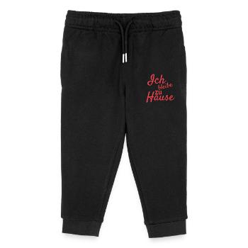 Ich bleibe zu Hause Spruch - Kinder Organic Jogginghose Mini Mover von Stanley/Stella - Schwarz - Vorne