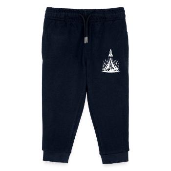 Rocket taking off in fire, flames, sea - Kids Organic Sweatpants by Stanley/Stella - navy - Front