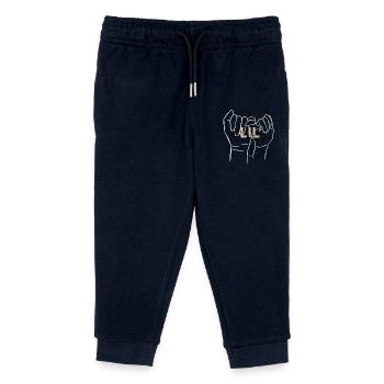 Petit frère - frères et sœurs main dans la main - Pantalon de jogging enfant bio Stanley/Stella - marine - Devant