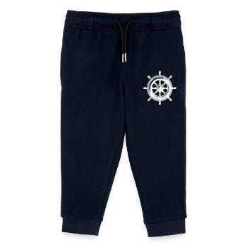 Classic Ship Steering Wheel Large Sail Nautical - Kids Organic Sweatpants by Stanley/Stella - navy - Front